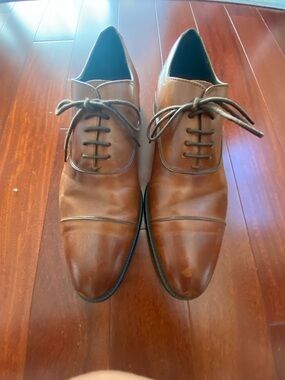 Stacy Adams Tan Brown Cap-Toe Leather Oxfords